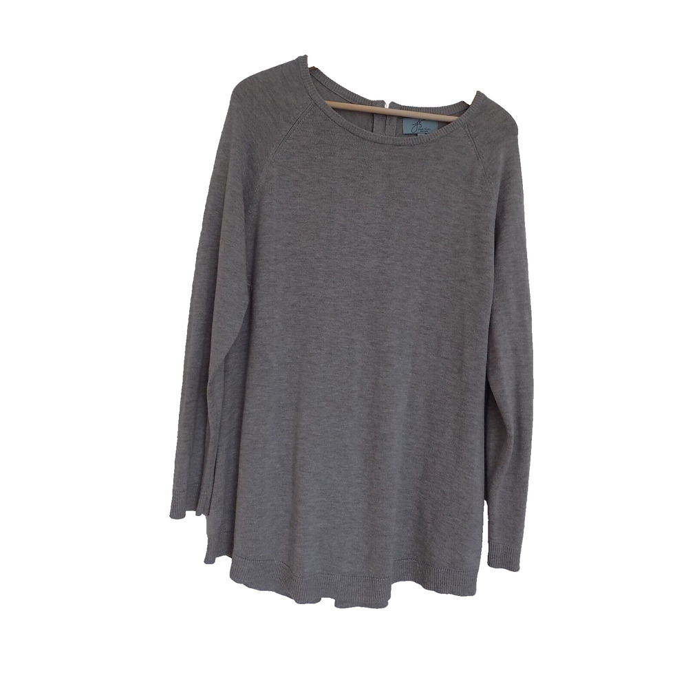 Joan Vass pullover sweater tunic size XL gray cashmere blend